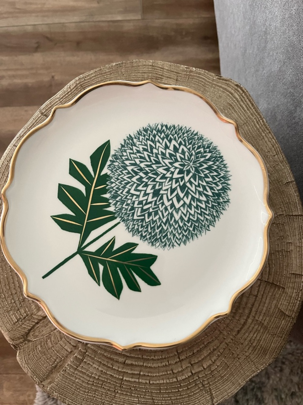 Botanical gold Rim Stoneware Salad fancy Plate - west elm (set of 4)